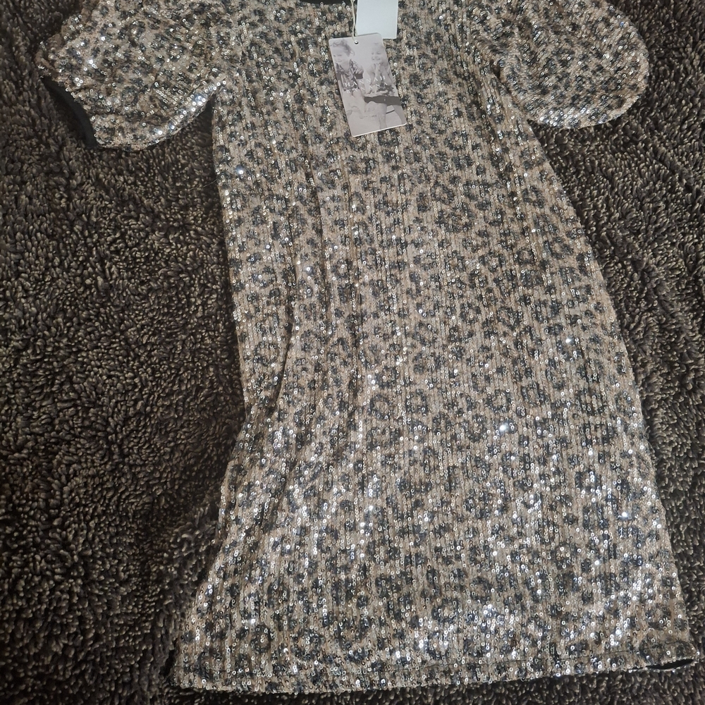 Hannah Silver and Black Sequin Mini Dress